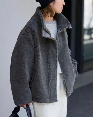 *FRAMeWORK * 울 혼방 보아 스탠드 블루종