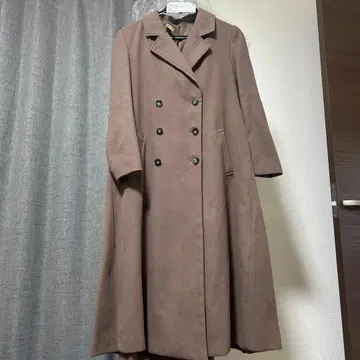 GRL 브라운 더블 브레스트 롱 코트