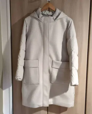 이종 소재 후드 부착 롱 코트 [ 시착만 한 상품 미사용 새상품 ]