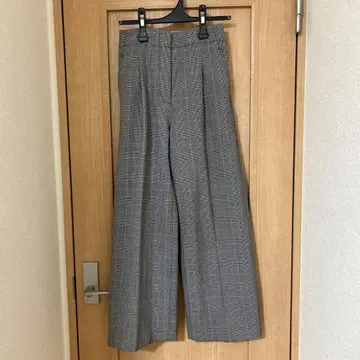 PLST 체크 무늬 와이드 팬츠 S