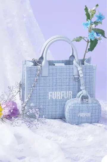 FURFUR 트위드 로고 토트백 색스 SAX