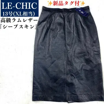 택 포함 새상품 LE-CHIC 양가죽 가죽 스커트 이탈리아제 블랙 13