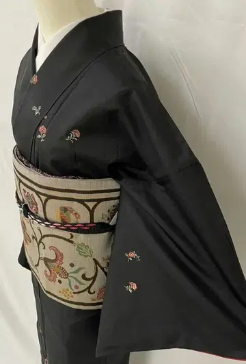 새상품급 순수 실크 이중 기모노 지 창작 자수 호몬기 단품