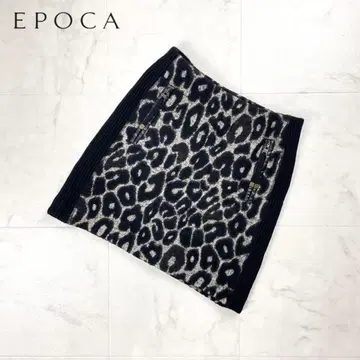 새상품급 EPOCA 울 100% 레오파드 타이트 스커트 블랙 사이즈 40
