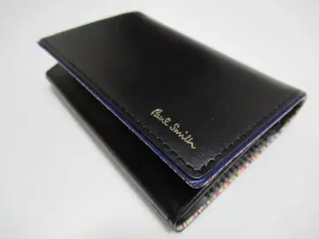 폴스미스 새상품! 멀티 스트라이프 엣지 소가죽 명함지갑 카드 케이스 블랙