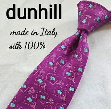 새상품급 dunhill 던힐 퍼플 하트&북 귀여운 넥타이