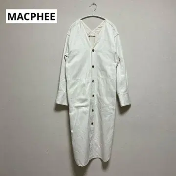새상품급 MACPHEE 투모로우랜드 실크 혼방 데님 V넥 원피스