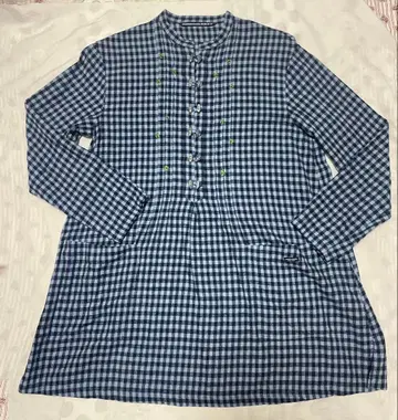 마드모아젤 논논 네이비 체크 튜닉