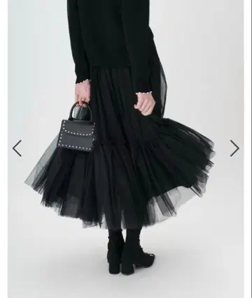 [ 미사용 새상품 ] 트루 바이 마리코 오이카와 튤 스커트 블랙 Anya