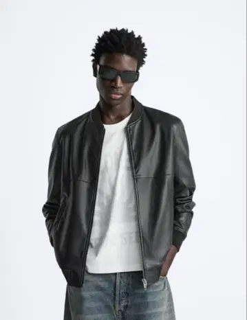 ZARA 인조 가죽 봄버 자켓