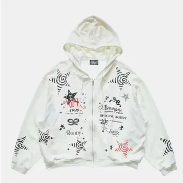 Angel 화이트 후드티 풀 집업