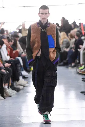 sacai 20AW FAUX SHEARLING KNIT JACKET