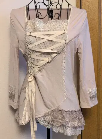 OZZONEST 레이스업 라이트 핑크 셔츠