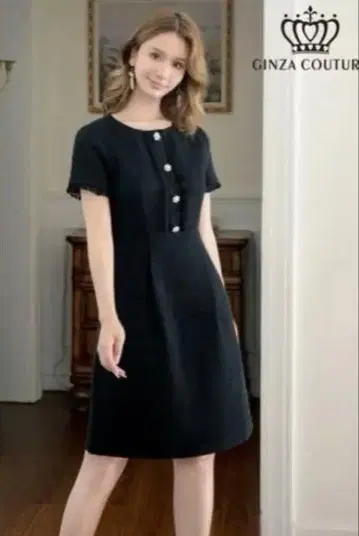 긴자 쿠튀르 블랙 미니 원피스 반팔