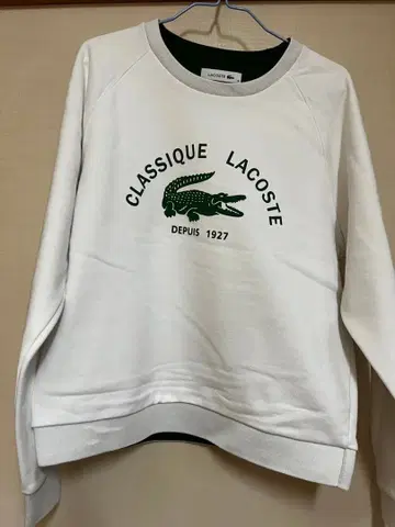 Lacoste 크루넥 맨투맨 화이트