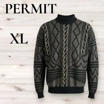 새상품급 PERMIT 디자인 니트 XL 오버 사이즈 한국제 블랙 빈티지
