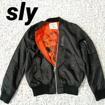 SLY 블랙 x 오렌지 MA-1 자켓 이너 프린트