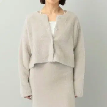 e/rm 웜 니트 샤기 크롭 가디건