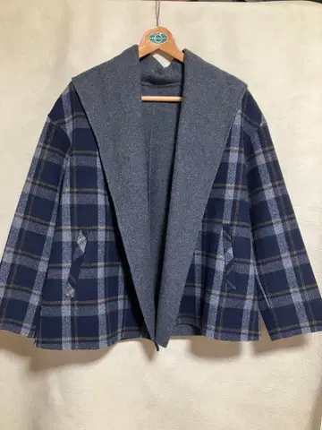 UNTITLED 체크 아우터 네이비