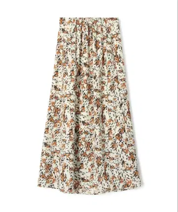 맥피 레오파드 프린트 허리 개더 맥시 스커트