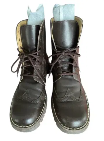 가죽 브라운 숏부츠 레이스업 부츠