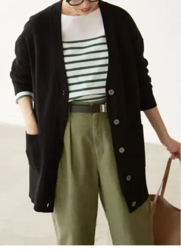 SLOBE IENA 워셔블 밀라노 리브 가디건 블랙