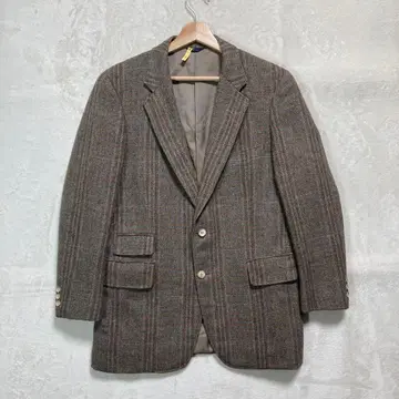 영국제 울 테일러드 자켓 체크 트위드 M L 그레이