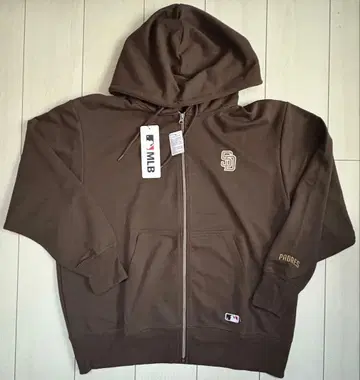 라스트 1점 새상품 L 사이즈 MLB 파드레스 지퍼 후드티 브라운