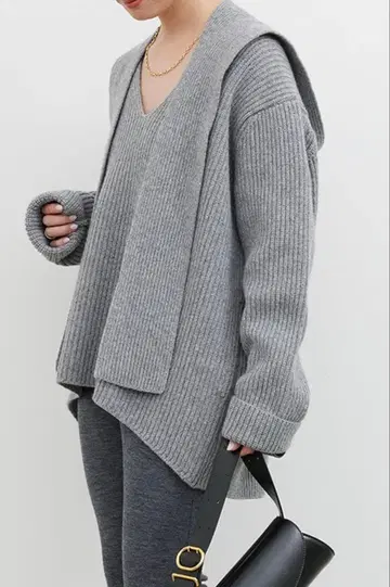 Deuxieme Classe Lia V넥 Sweater 그레이A