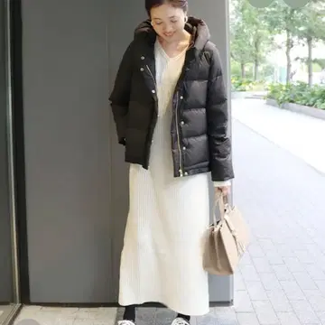 슬로브 이에나 숄 후드 다운 자켓 블랙 38