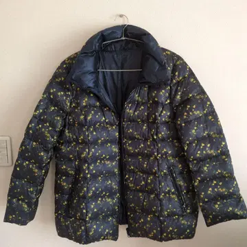 꽃무늬 다운 자켓 네이비