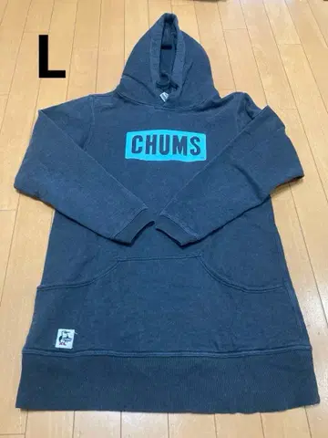 CHUMS 후드 맨투맨 로고 롱 후드티 다크 네이비 L