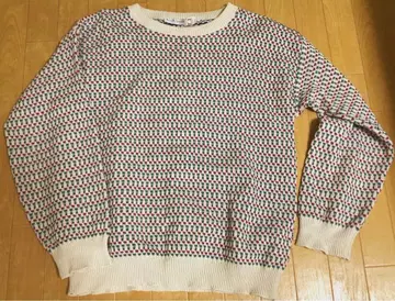 USA 코튼 니트 기하학 패턴 크리스마스 컬러 빈티지 앤티크