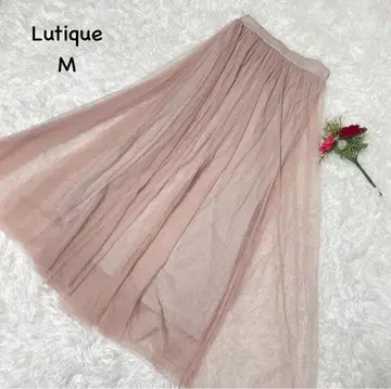 Lutique [ M ] 튤 롱 플리츠 스커트 허리밴딩 걸리시