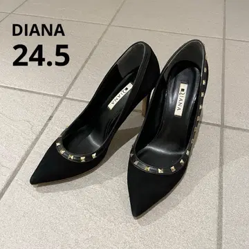 DIANA 24.5 하이힐 펌프스 블랙 스터드 금 스틸레토
