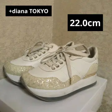+dianaTOKYO 화이트 글리터 3cm 통굽 스니커즈 22.0cm