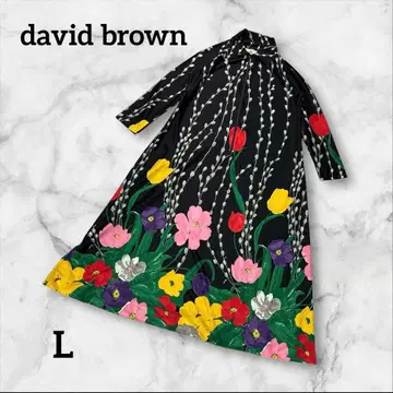david brown 꽃무늬 긴팔 셔츠 원피스 블랙 L 사이즈