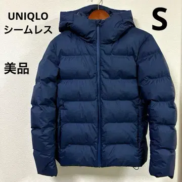 유니클로 심리스 다운 후드티 네이비 S