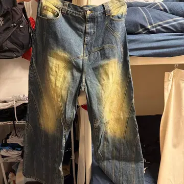 데님 블루 XL 와이드 레그 청바지