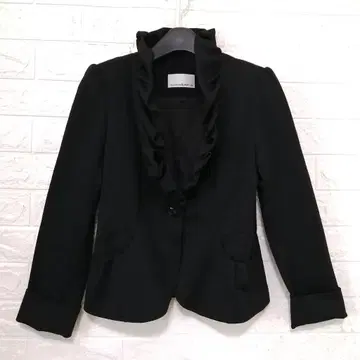 M-premier BLACK 프릴 칼라 자켓