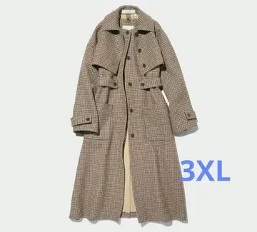 GU rokh 2피스 코트 체크 롱 코트 3XL