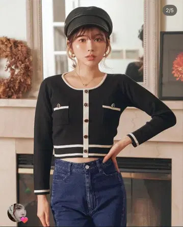 Darich 파이핑 숏 니트탑