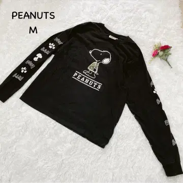 피넛 [ M ] 스누피 프린트 긴팔 T셔츠 소매 프린트 개성있는 코튼