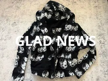 GLAD NEWS 스컬 패턴 집업 후드티