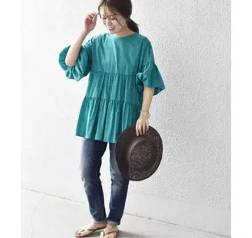 SHIPS 티어드 백 버튼 블라우스