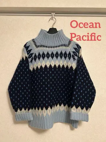 Ocean Pacific 니트 하이넥 페어아일 패턴 블루 계열