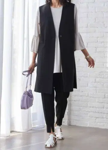 깔끔한 소재 스트레치 롱베스트 VINNO 비노