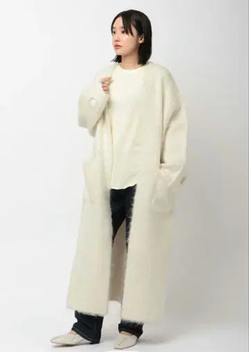 etre tokyo 가디건 모헤어 롱 가운
