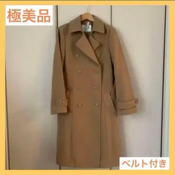 컨디션 최상 롱 코트 벨트 포함 카멜 베이지