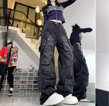 사이드 벨트 카고 팬츠 S 라이크 지하인 온라인 청바지 Y2K